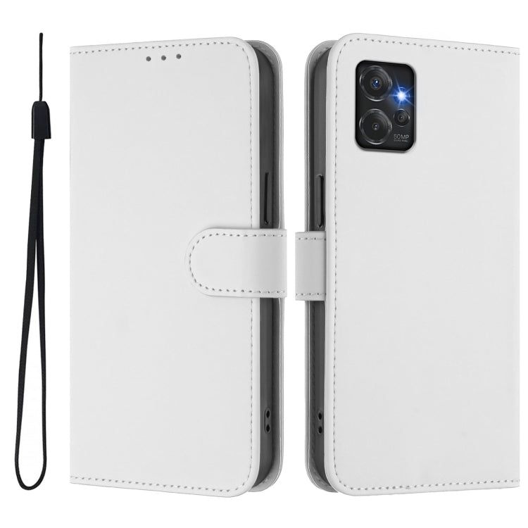 For Motorola Moto G Power 5G Skin Feel Solid Color Leather Phone Case with Lanyard