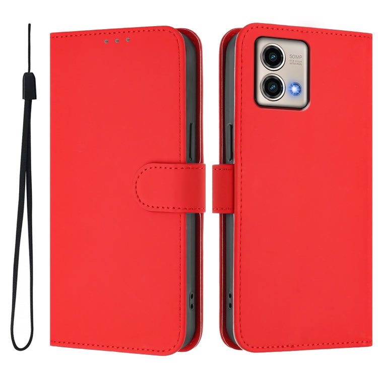 For Motorola Moto G Stylus 5G 2023 Skin Feel Solid Color Leather Phone Case with Lanyard
