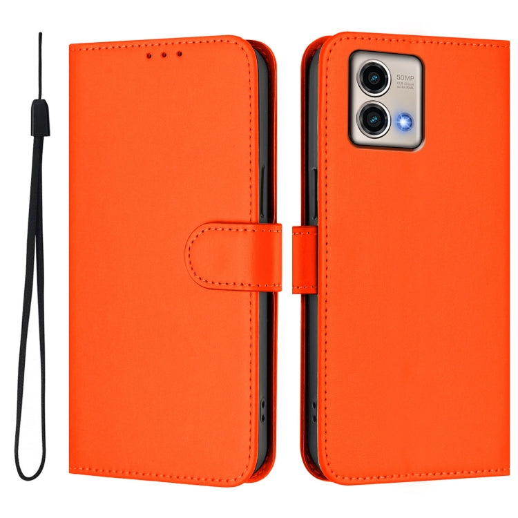 For Motorola Moto G Stylus 5G 2023 Skin Feel Solid Color Leather Phone Case with Lanyard
