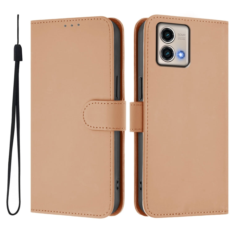 For Motorola Moto G Stylus 5G 2023 Skin Feel Solid Color Leather Phone Case with Lanyard