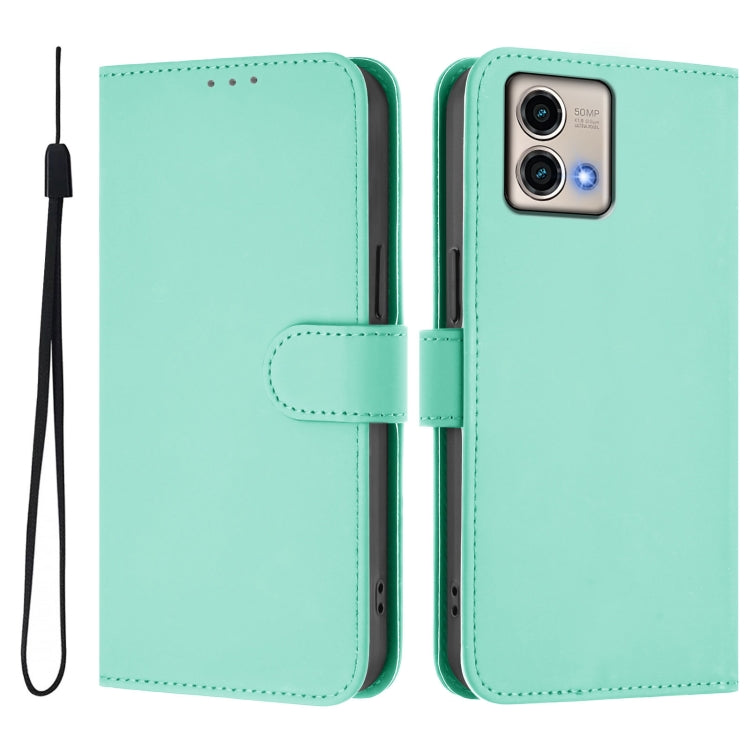 For Motorola Moto G Stylus 5G 2023 Skin Feel Solid Color Leather Phone Case with Lanyard