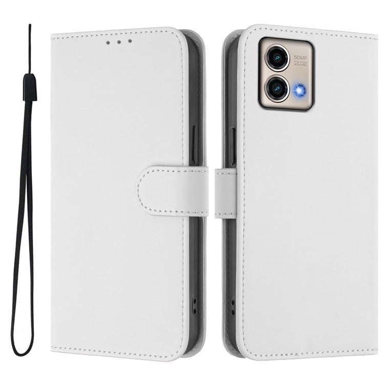 For Motorola Moto G Stylus 5G 2023 Skin Feel Solid Color Leather Phone Case with Lanyard