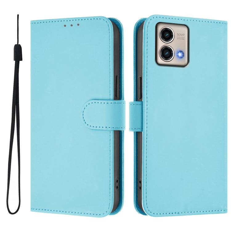 For Motorola Moto G Stylus 5G 2023 Skin Feel Solid Color Leather Phone Case with Lanyard
