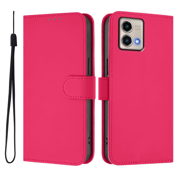For Motorola Moto G Stylus 5G 2023 Skin Feel Solid Color Leather Phone Case with Lanyard