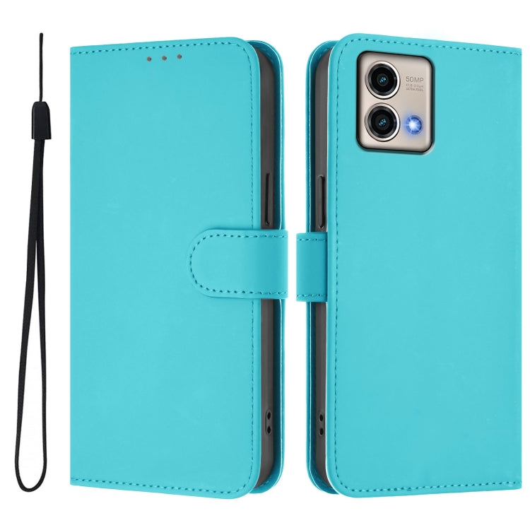 For Motorola Moto G Stylus 5G 2023 Skin Feel Solid Color Leather Phone Case with Lanyard