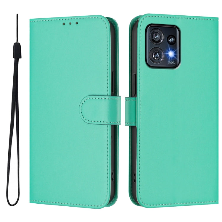 For Motorola Edge+ 2023 / Moto X40 Skin Feel Solid Color Leather Phone Case with Lanyard