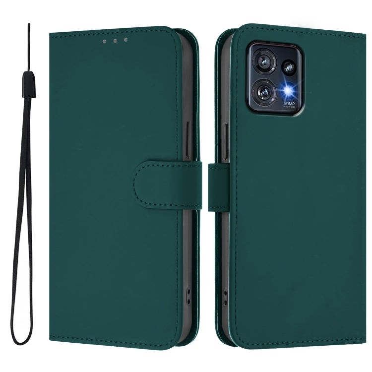 For Motorola Edge+ 2023 / Moto X40 Skin Feel Solid Color Leather Phone Case with Lanyard