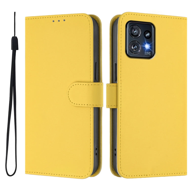 For Motorola Edge+ 2023 / Moto X40 Skin Feel Solid Color Leather Phone Case with Lanyard