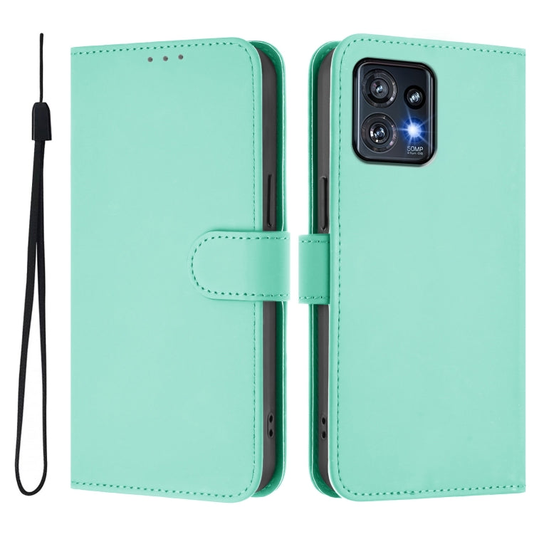 For Motorola Edge+ 2023 / Moto X40 Skin Feel Solid Color Leather Phone Case with Lanyard