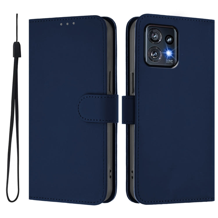 For Motorola Edge+ 2023 / Moto X40 Skin Feel Solid Color Leather Phone Case with Lanyard