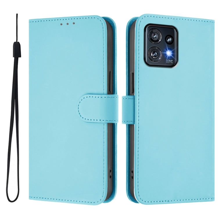For Motorola Edge+ 2023 / Moto X40 Skin Feel Solid Color Leather Phone Case with Lanyard