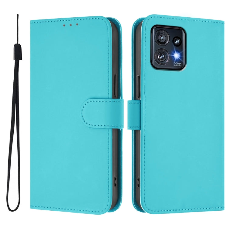 For Motorola Edge+ 2023 / Moto X40 Skin Feel Solid Color Leather Phone Case with Lanyard