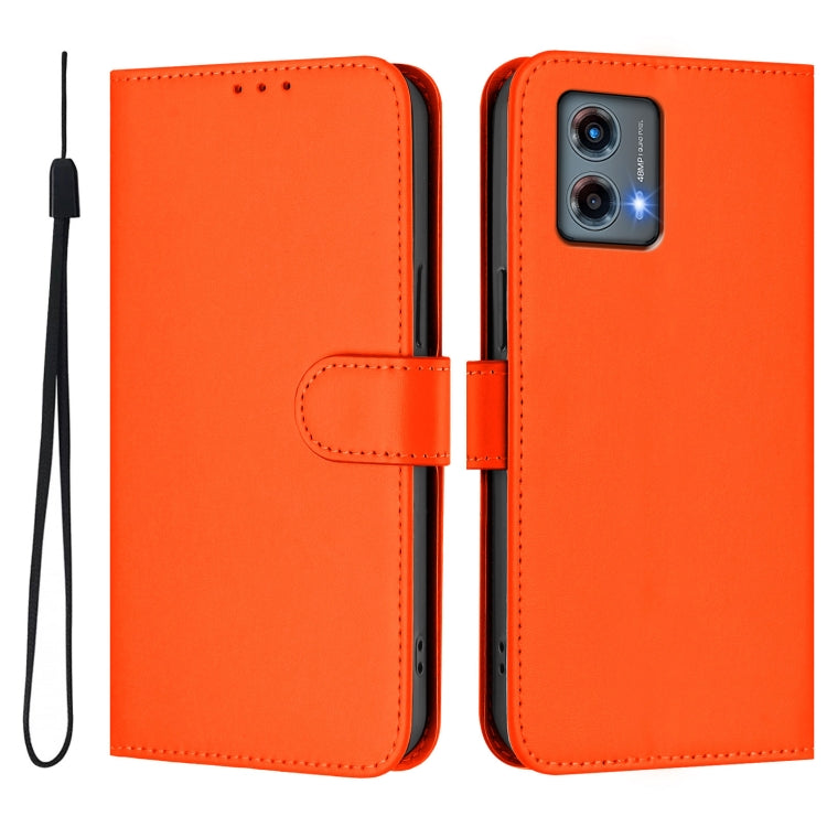 For Motorola Moto G 5G 2023 Skin Feel Solid Color Leather Phone Case with Lanyard