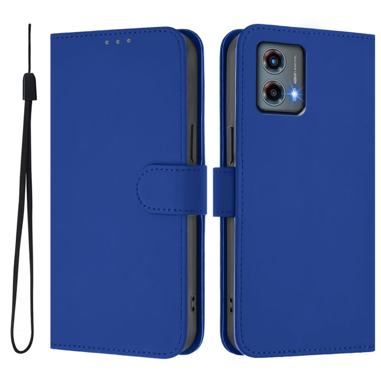 For Motorola Moto G 5G 2023 Skin Feel Solid Color Leather Phone Case with Lanyard