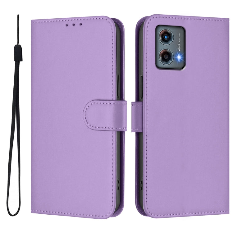 For Motorola Moto G 5G 2023 Skin Feel Solid Color Leather Phone Case with Lanyard