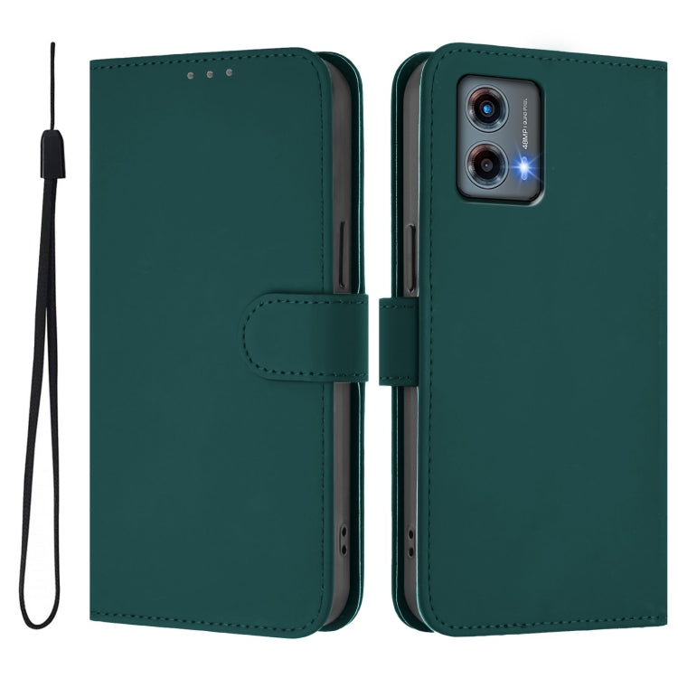 For Motorola Moto G 5G 2023 Skin Feel Solid Color Leather Phone Case with Lanyard