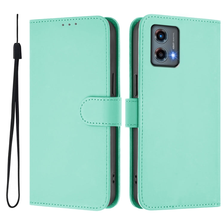 For Motorola Moto G 5G 2023 Skin Feel Solid Color Leather Phone Case with Lanyard