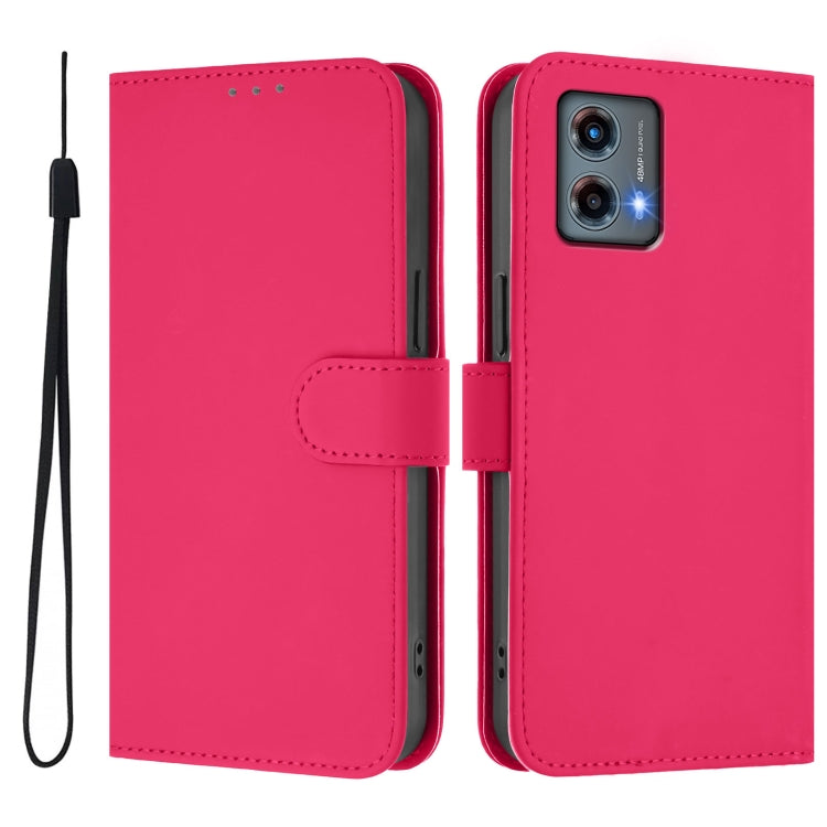 For Motorola Moto G 5G 2023 Skin Feel Solid Color Leather Phone Case with Lanyard