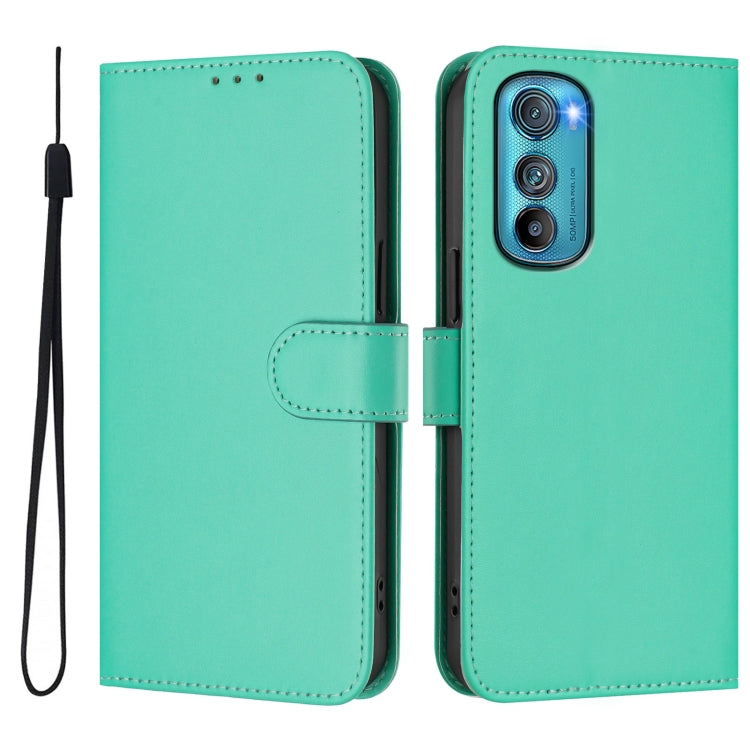 For Motorola Edge 30 Skin Feel Solid Color Leather Phone Case with Lanyard