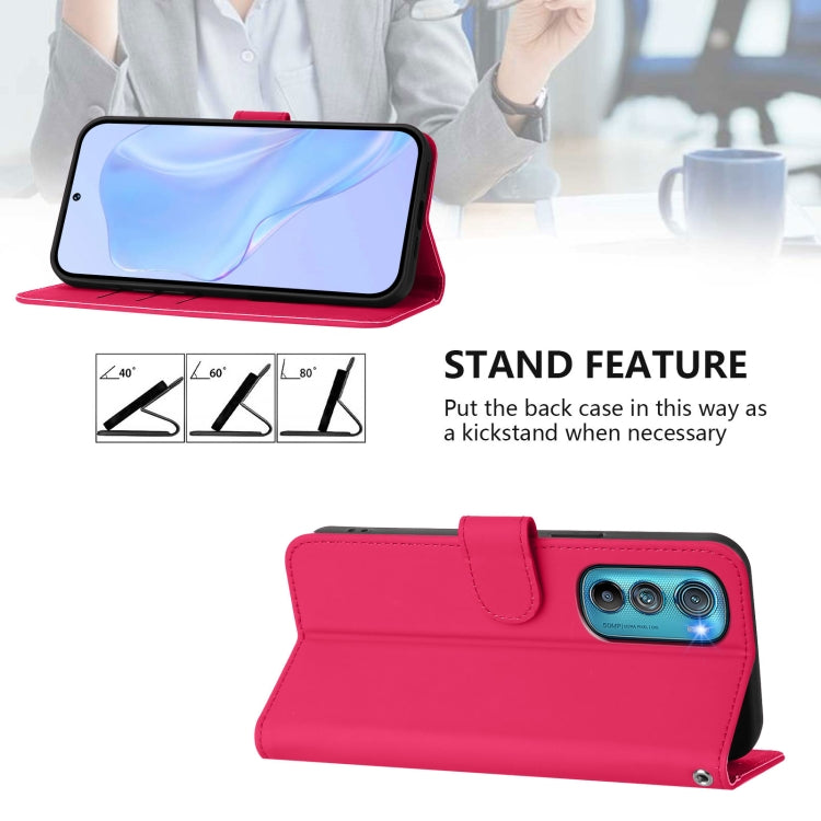 For Motorola Edge 30 Skin Feel Solid Color Leather Phone Case with Lanyard