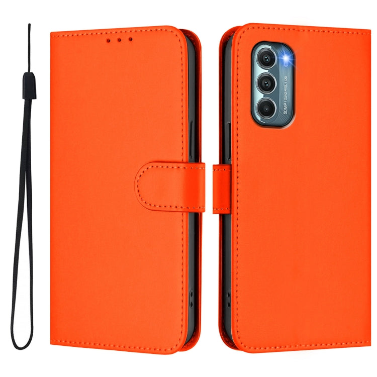 For Motorola Moto G Stylus 5G 2022 Skin Feel Solid Color Leather Phone Case with Lanyard