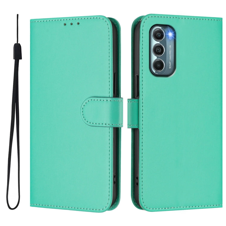 For Motorola Moto G Stylus 5G 2022 Skin Feel Solid Color Leather Phone Case with Lanyard