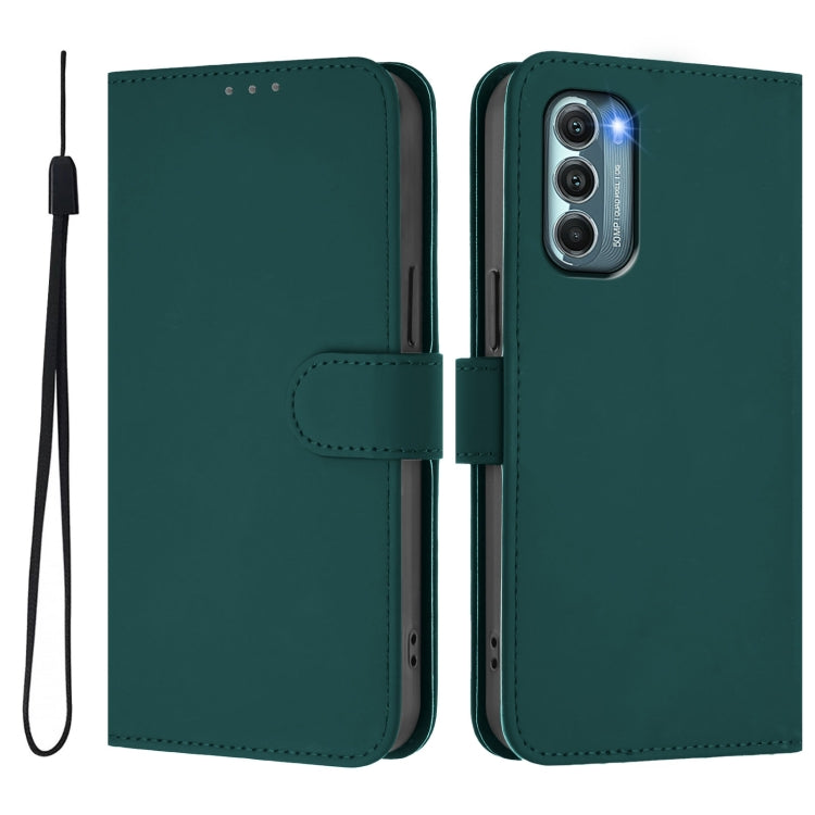 For Motorola Moto G Stylus 5G 2022 Skin Feel Solid Color Leather Phone Case with Lanyard