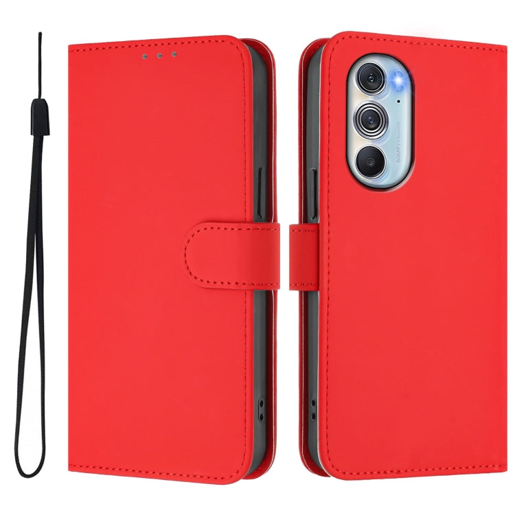 For Motorola Edge X30 5G / 30 Pro Skin Feel Solid Color Leather Phone Case with Lanyard