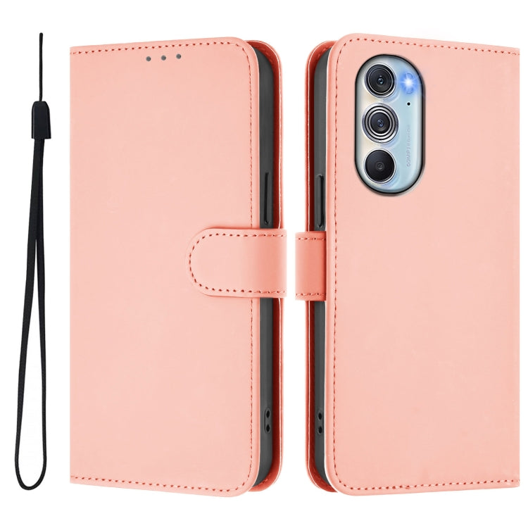 For Motorola Edge X30 5G / 30 Pro Skin Feel Solid Color Leather Phone Case with Lanyard