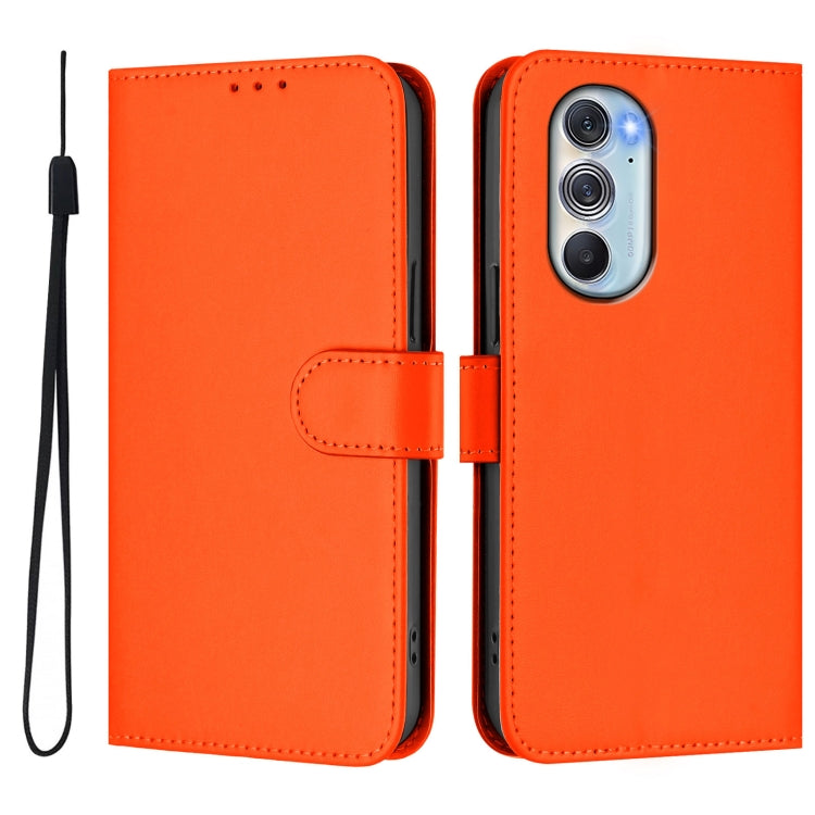For Motorola Edge X30 5G / 30 Pro Skin Feel Solid Color Leather Phone Case with Lanyard