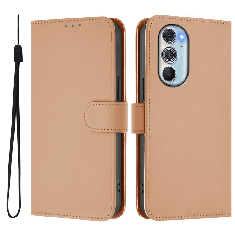 For Motorola Edge X30 5G / 30 Pro Skin Feel Solid Color Leather Phone Case with Lanyard