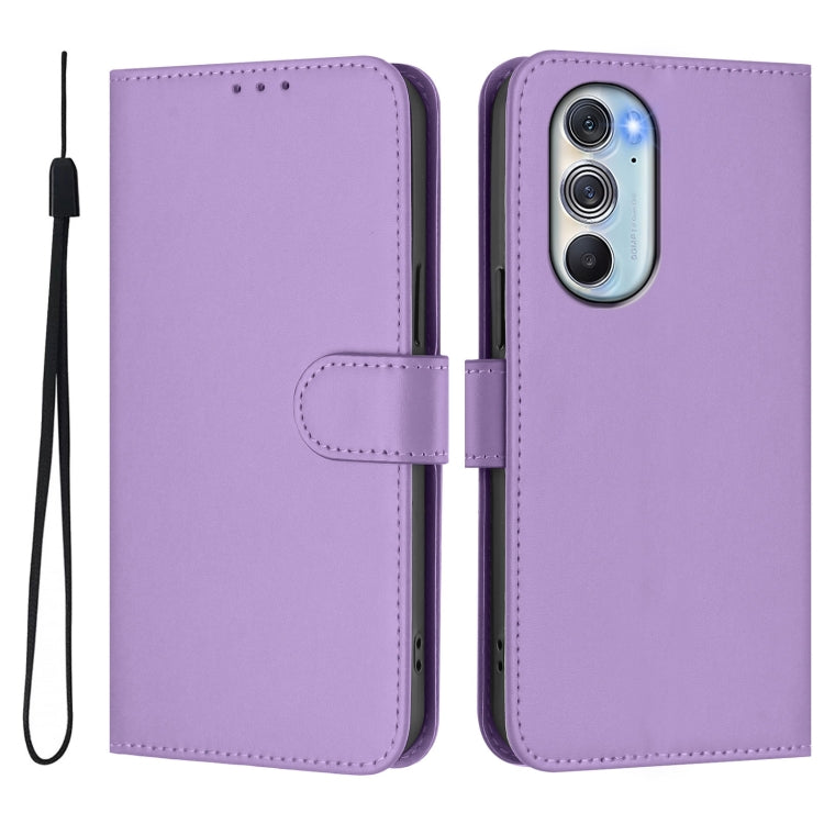 For Motorola Edge X30 5G / 30 Pro Skin Feel Solid Color Leather Phone Case with Lanyard