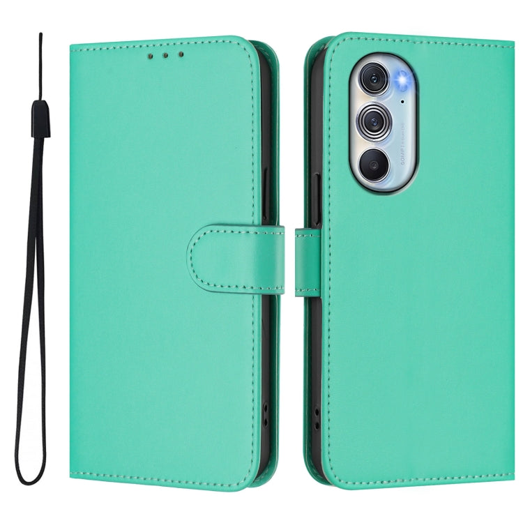 For Motorola Edge X30 5G / 30 Pro Skin Feel Solid Color Leather Phone Case with Lanyard