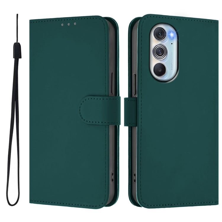 For Motorola Edge X30 5G / 30 Pro Skin Feel Solid Color Leather Phone Case with Lanyard