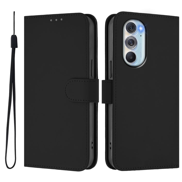 For Motorola Edge X30 5G / 30 Pro Skin Feel Solid Color Leather Phone Case with Lanyard