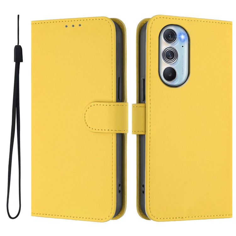 For Motorola Edge X30 5G / 30 Pro Skin Feel Solid Color Leather Phone Case with Lanyard