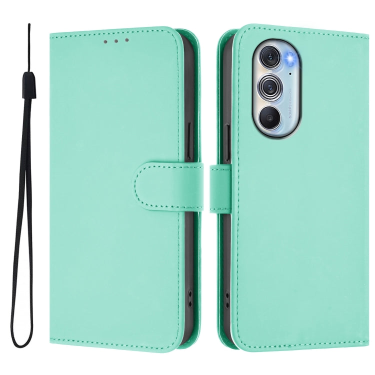 For Motorola Edge X30 5G / 30 Pro Skin Feel Solid Color Leather Phone Case with Lanyard
