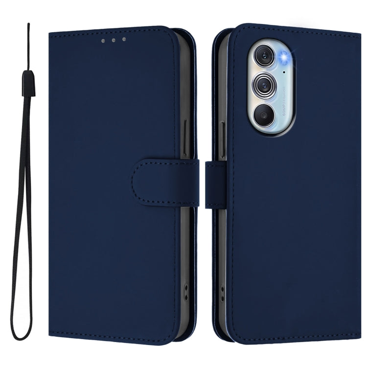 For Motorola Edge X30 5G / 30 Pro Skin Feel Solid Color Leather Phone Case with Lanyard
