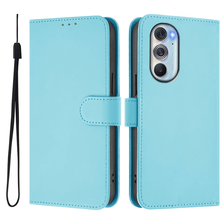 For Motorola Edge X30 5G / 30 Pro Skin Feel Solid Color Leather Phone Case with Lanyard
