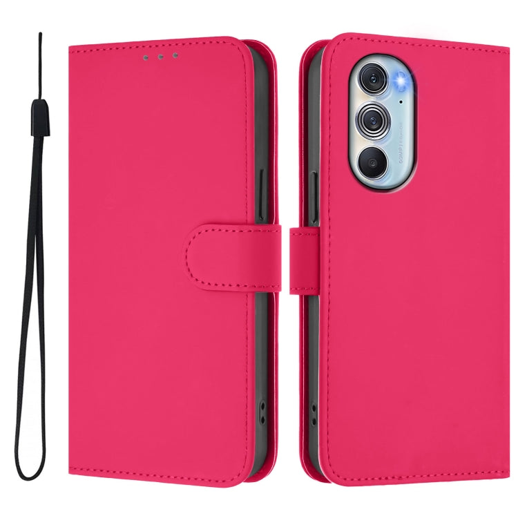 For Motorola Edge X30 5G / 30 Pro Skin Feel Solid Color Leather Phone Case with Lanyard