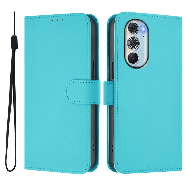 For Motorola Edge X30 5G / 30 Pro Skin Feel Solid Color Leather Phone Case with Lanyard