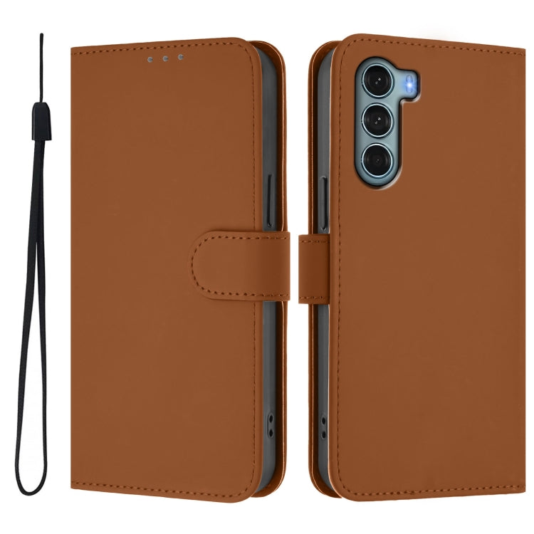 For Motorola Edge S30 / Moto G200 5G Skin Feel Solid Color Leather Phone Case with Lanyard