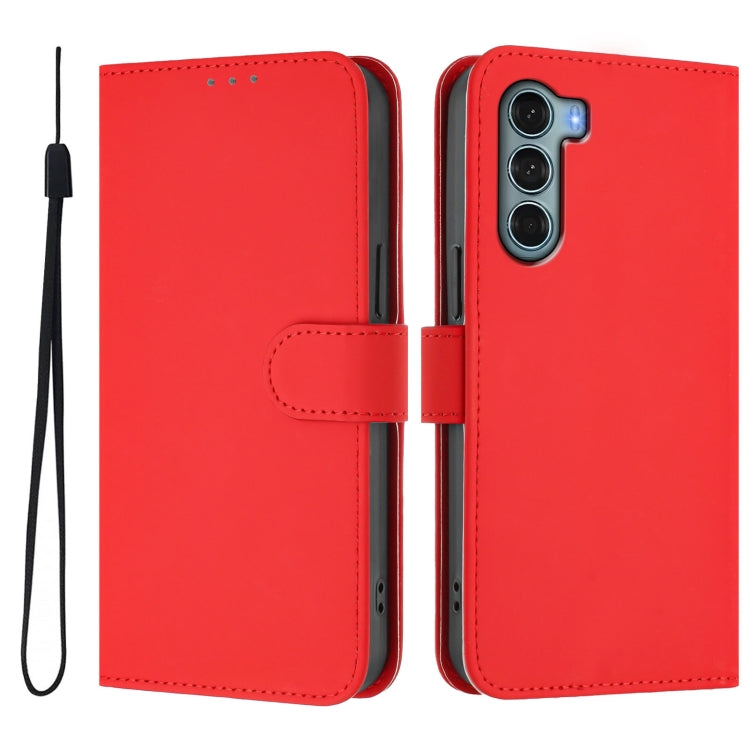 For Motorola Edge S30 / Moto G200 5G Skin Feel Solid Color Leather Phone Case with Lanyard
