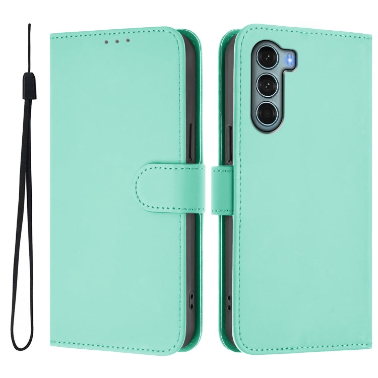 For Motorola Edge S30 / Moto G200 5G Skin Feel Solid Color Leather Phone Case with Lanyard