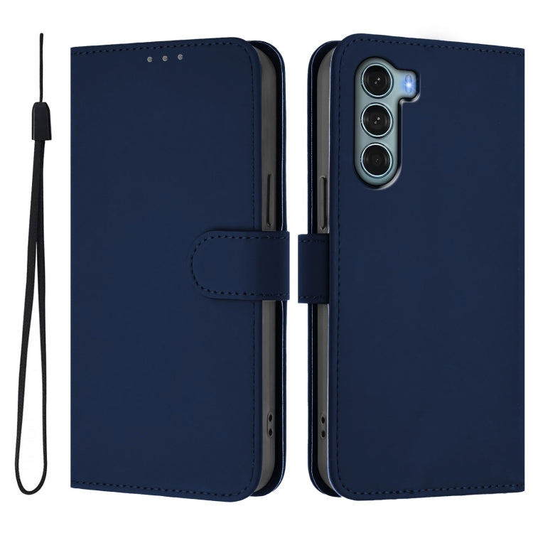 For Motorola Edge S30 / Moto G200 5G Skin Feel Solid Color Leather Phone Case with Lanyard