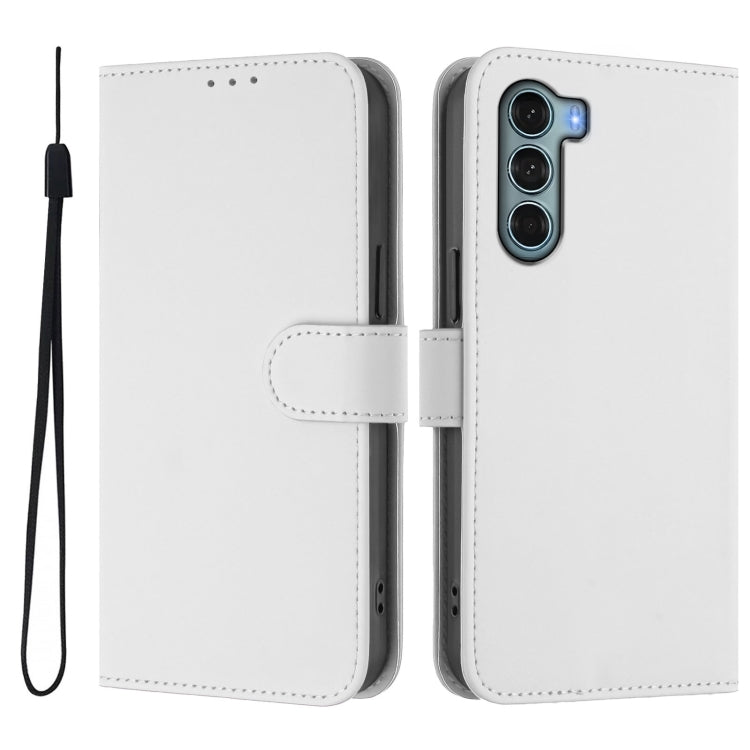 For Motorola Edge S30 / Moto G200 5G Skin Feel Solid Color Leather Phone Case with Lanyard