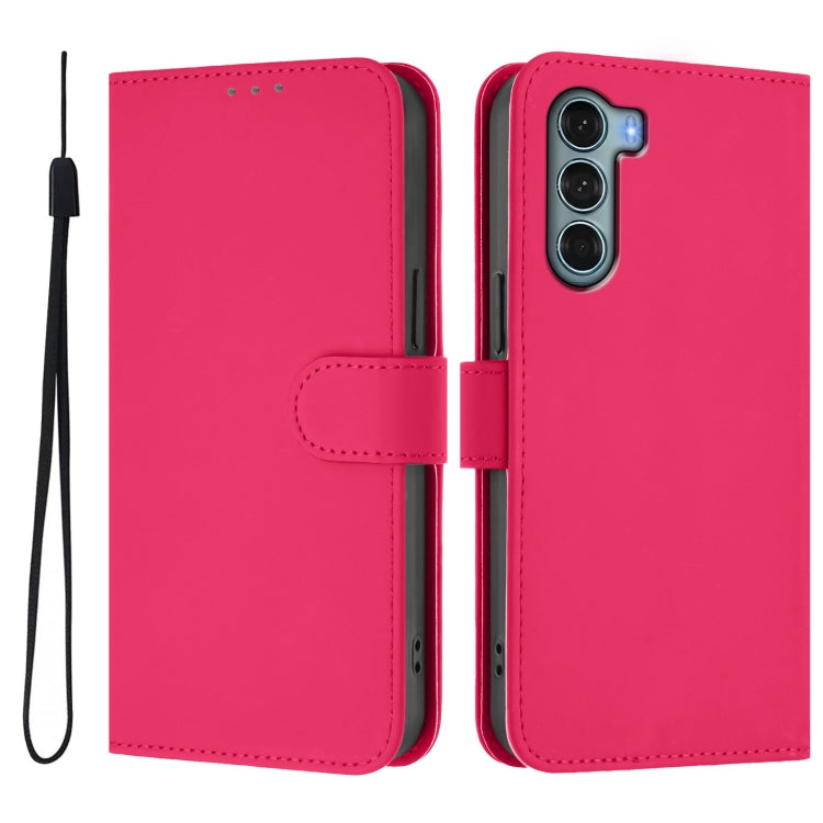 For Motorola Edge S30 / Moto G200 5G Skin Feel Solid Color Leather Phone Case with Lanyard