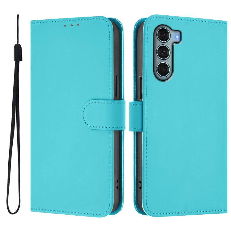 For Motorola Edge S30 / Moto G200 5G Skin Feel Solid Color Leather Phone Case with Lanyard