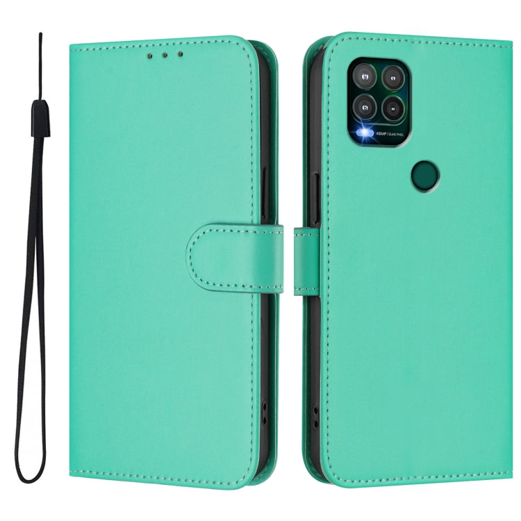 For Motorola Moto G Stylus 5G 2021 Skin Feel Solid Color Leather Phone Case with Lanyard