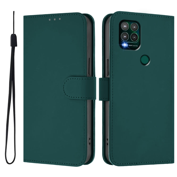 For Motorola Moto G Stylus 5G 2021 Skin Feel Solid Color Leather Phone Case with Lanyard